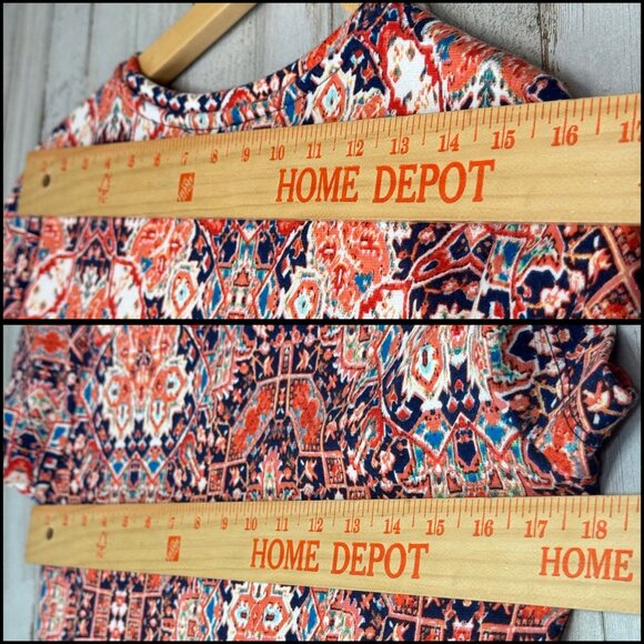 The Limited Orange Multicolor Geometric Paisley A-Line Short Sleeve Dress Size S - Picture 5 of 6
